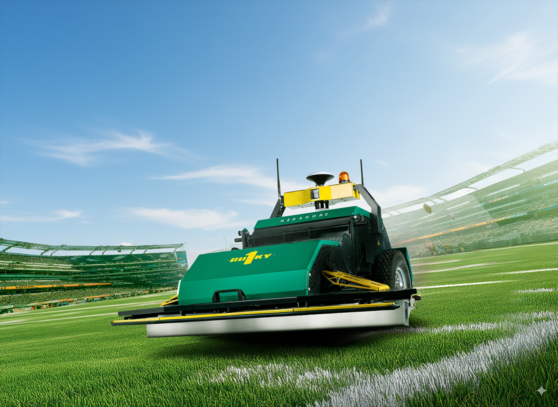 Le Buky ONE en opération sur un terrain de stade