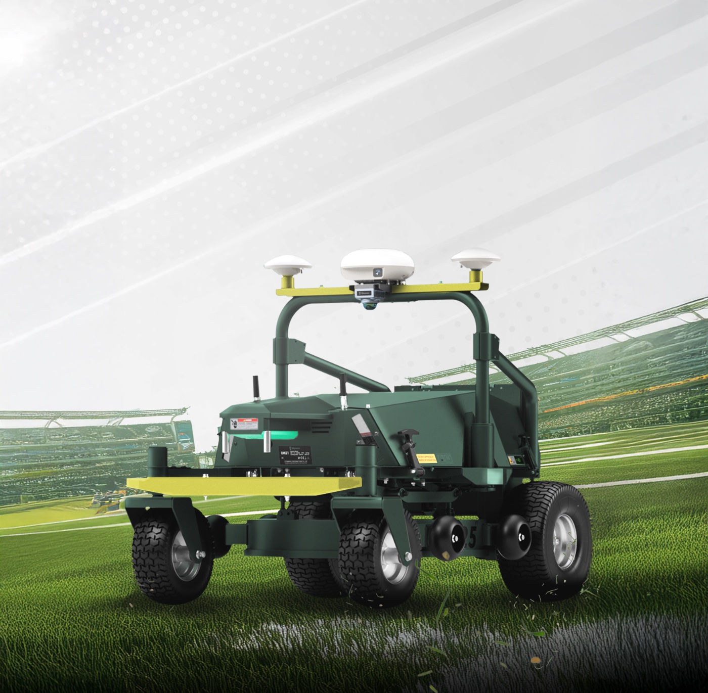 Tondeuse autonome Moxy PRO sur la pelouse d'un stade